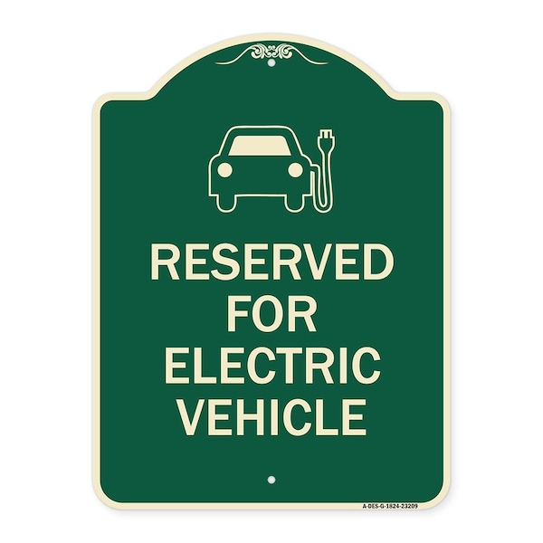 Signmission Reserved for Electric Vehicle W/ Graphic Heavy-Gauge Aluminum Sign, 24" x 18", G-1824-23209 A-DES-G-1824-23209 - main